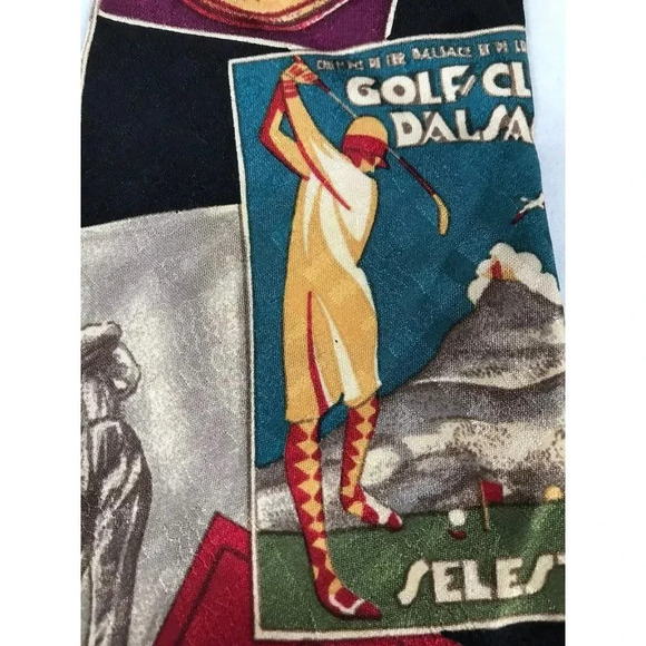 VTG Guess by Georges Marciano Travel Golf Posters 100% Silk Classic Neck Tie - Picture 2 of 4